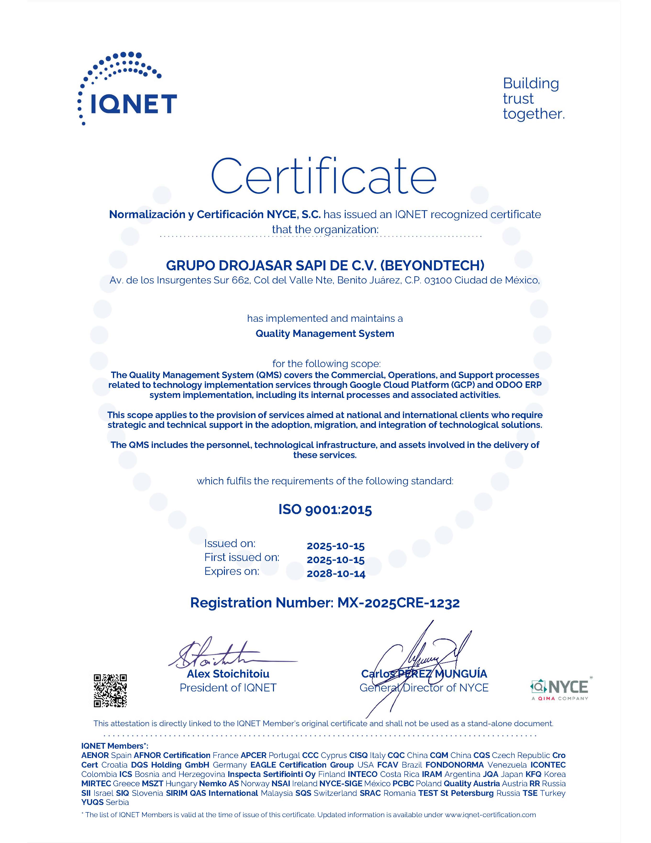 Certificación ISO 9001:2015