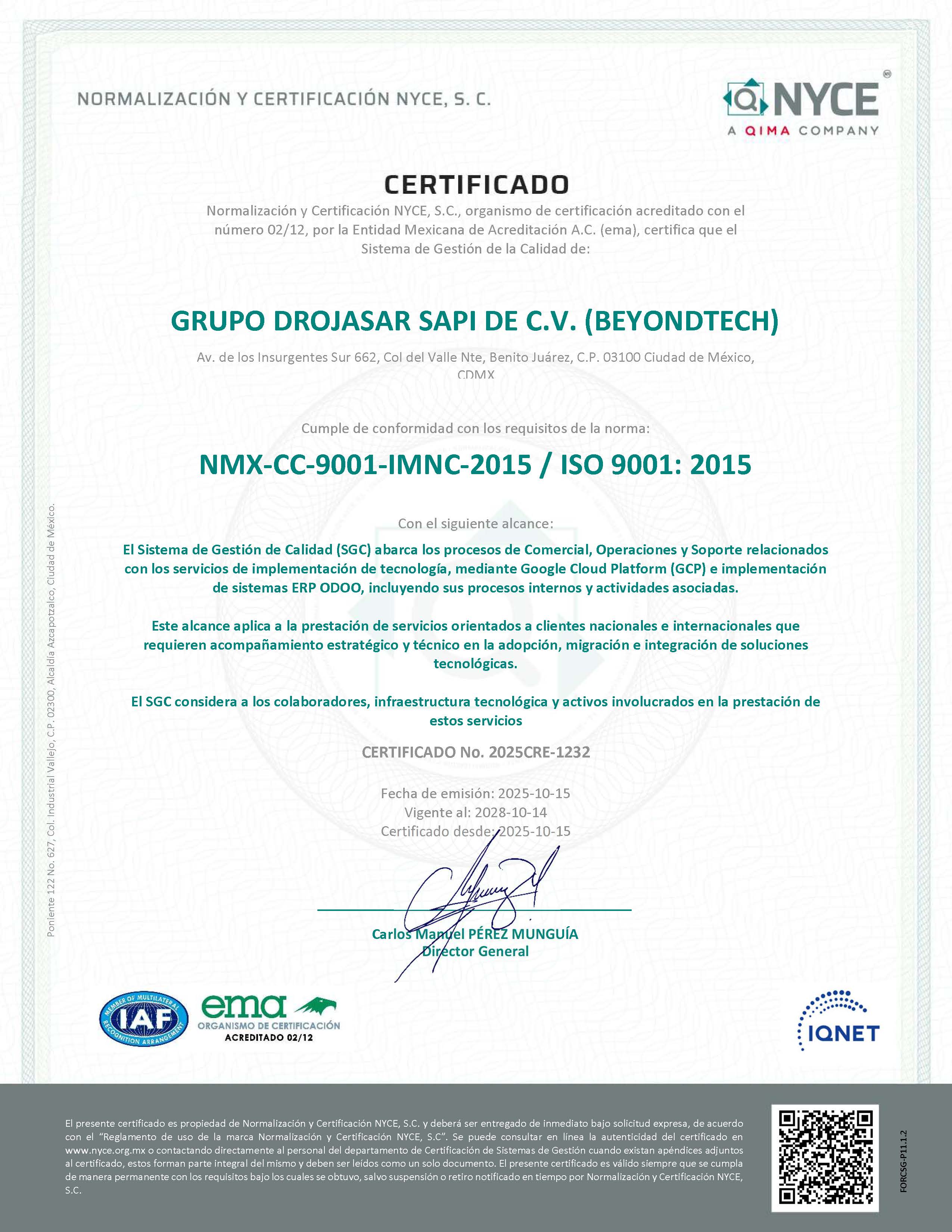 Certificación ISO 9001:2015